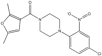 [4-(4-chloro-2-nitrophenyl)piperazin-1-yl]-(2,5-dimethylfuran-3-yl)methanone Struktur