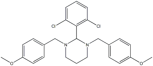 2-(2,6-dichlorophenyl)-1,3-bis[(4-methoxyphenyl)methyl]-1,3-diazinane Struktur