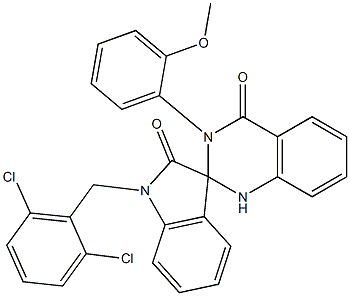 1'-[(2,6-dichlorophenyl)methyl]-3-(2-methoxyphenyl)spiro[1H-quinazoline-2,3'-indole]-2',4-dione Struktur