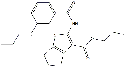 propyl 2-[(3-propoxybenzoyl)amino]-5,6-dihydro-4H-cyclopenta[b]thiophene-3-carboxylate Struktur