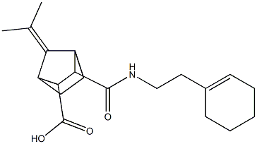 2-[2-(cyclohexen-1-yl)ethylcarbamoyl]-7-propan-2-ylidenebicyclo[2.2.1]heptane-3-carboxylic acid Struktur