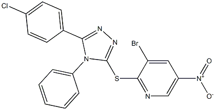 3-bromo-2-[[5-(4-chlorophenyl)-4-phenyl-1,2,4-triazol-3-yl]sulfanyl]-5-nitropyridine Struktur