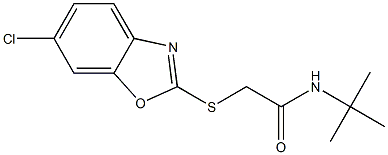 N-tert-butyl-2-[(6-chloro-1,3-benzoxazol-2-yl)sulfanyl]acetamide Struktur