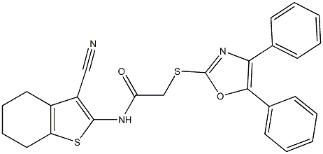 N-(3-cyano-4,5,6,7-tetrahydro-1-benzothiophen-2-yl)-2-[(4,5-diphenyl-1,3-oxazol-2-yl)sulfanyl]acetamide Struktur