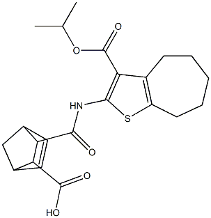 2-[(3-propan-2-yloxycarbonyl-5,6,7,8-tetrahydro-4H-cyclohepta[b]thiophen-2-yl)carbamoyl]bicyclo[2.2.1]hept-5-ene-3-carboxylic acid Struktur