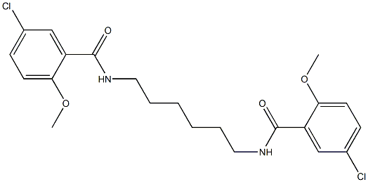 5-chloro-N-[6-[(5-chloro-2-methoxybenzoyl)amino]hexyl]-2-methoxybenzamide Struktur