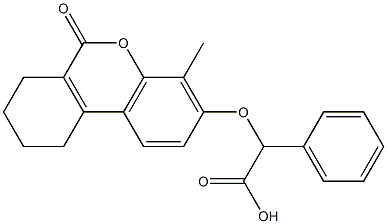 2-[(4-methyl-6-oxo-7,8,9,10-tetrahydrobenzo[c]chromen-3-yl)oxy]-2-phenylacetic acid Struktur