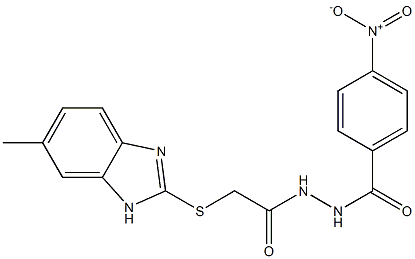 N'-[2-[(6-methyl-1H-benzimidazol-2-yl)sulfanyl]acetyl]-4-nitrobenzohydrazide Struktur