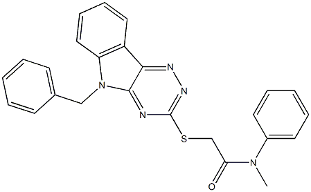 2-[(5-benzyl-[1,2,4]triazino[5,6-b]indol-3-yl)sulfanyl]-N-methyl-N-phenylacetamide Struktur