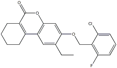 3-[(2-chloro-6-fluorophenyl)methoxy]-2-ethyl-7,8,9,10-tetrahydrobenzo[c]chromen-6-one Struktur