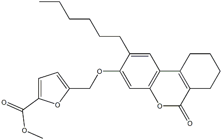 methyl 5-[(2-hexyl-6-oxo-7,8,9,10-tetrahydrobenzo[c]chromen-3-yl)oxymethyl]furan-2-carboxylate Structure