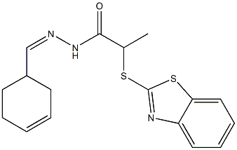 2-(1,3-benzothiazol-2-ylsulfanyl)-N-[(Z)-cyclohex-3-en-1-ylmethylideneamino]propanamide Struktur