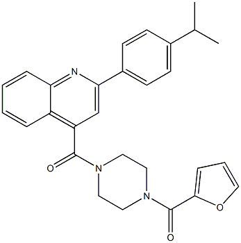 furan-2-yl-[4-[2-(4-propan-2-ylphenyl)quinoline-4-carbonyl]piperazin-1-yl]methanone Struktur