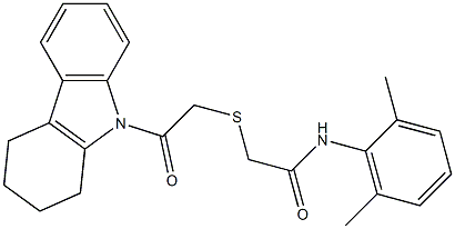 N-(2,6-dimethylphenyl)-2-[2-oxo-2-(1,2,3,4-tetrahydrocarbazol-9-yl)ethyl]sulfanylacetamide Struktur