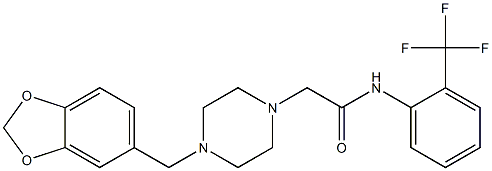 2-[4-(1,3-benzodioxol-5-ylmethyl)piperazin-1-yl]-N-[2-(trifluoromethyl)phenyl]acetamide Struktur