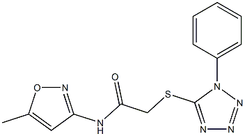 N-(5-methyl-1,2-oxazol-3-yl)-2-(1-phenyltetrazol-5-yl)sulfanylacetamide Struktur