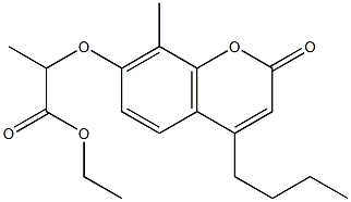 ethyl 2-(4-butyl-8-methyl-2-oxochromen-7-yl)oxypropanoate Struktur