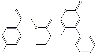 6-ethyl-7-[2-(4-fluorophenyl)-2-oxoethoxy]-4-phenylchromen-2-one Struktur