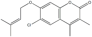 6-chloro-3,4-dimethyl-7-(3-methylbut-2-enoxy)chromen-2-one Struktur