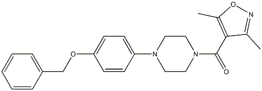 (3,5-dimethyl-1,2-oxazol-4-yl)-[4-(4-phenylmethoxyphenyl)piperazin-1-yl]methanone Struktur