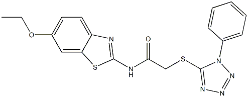 N-(6-ethoxy-1,3-benzothiazol-2-yl)-2-(1-phenyltetrazol-5-yl)sulfanylacetamide Struktur