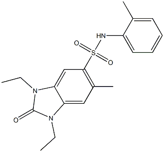 1,3-diethyl-6-methyl-N-(2-methylphenyl)-2-oxobenzimidazole-5-sulfonamide Struktur