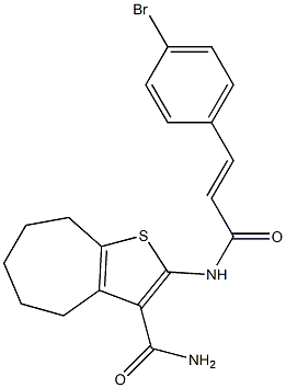 2-[[(E)-3-(4-bromophenyl)prop-2-enoyl]amino]-5,6,7,8-tetrahydro-4H-cyclohepta[b]thiophene-3-carboxamide Struktur