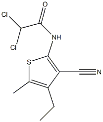 2,2-dichloro-N-(3-cyano-4-ethyl-5-methylthiophen-2-yl)acetamide Struktur