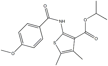 propan-2-yl 2-[(4-methoxybenzoyl)amino]-4,5-dimethylthiophene-3-carboxylate Struktur