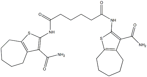 N,N'-bis(3-carbamoyl-5,6,7,8-tetrahydro-4H-cyclohepta[b]thiophen-2-yl)hexanediamide Struktur