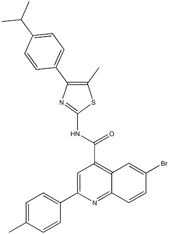 6-bromo-2-(4-methylphenyl)-N-[5-methyl-4-(4-propan-2-ylphenyl)-1,3-thiazol-2-yl]quinoline-4-carboxamide Struktur