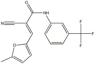 (E)-2-cyano-3-(5-methylfuran-2-yl)-N-[3-(trifluoromethyl)phenyl]prop-2-enamide Struktur