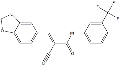 (E)-3-(1,3-benzodioxol-5-yl)-2-cyano-N-[3-(trifluoromethyl)phenyl]prop-2-enamide Struktur