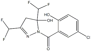 [3,5-bis(difluoromethyl)-5-hydroxy-4H-pyrazol-1-yl]-(5-chloro-2-hydroxyphenyl)methanone Struktur