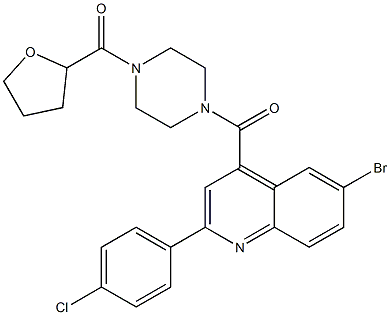 [4-[6-bromo-2-(4-chlorophenyl)quinoline-4-carbonyl]piperazin-1-yl]-(oxolan-2-yl)methanone Struktur