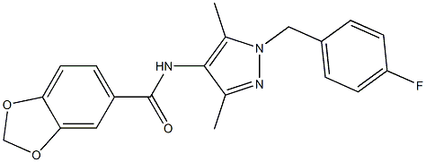 N-[1-[(4-fluorophenyl)methyl]-3,5-dimethylpyrazol-4-yl]-1,3-benzodioxole-5-carboxamide Struktur