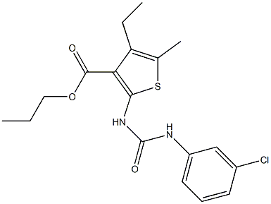 propyl 2-[(3-chlorophenyl)carbamoylamino]-4-ethyl-5-methylthiophene-3-carboxylate Struktur