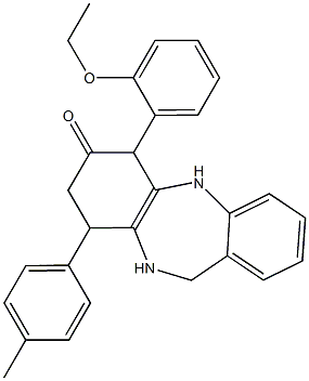 6-(2-ethoxyphenyl)-9-(4-methylphenyl)-5,6,8,9,10,11-hexahydrobenzo[b][1,4]benzodiazepin-7-one Struktur