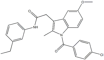 2-[1-(4-chlorobenzoyl)-5-methoxy-2-methylindol-3-yl]-N-(3-ethylphenyl)acetamide Struktur