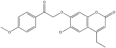 6-chloro-4-ethyl-7-[2-(4-methoxyphenyl)-2-oxoethoxy]chromen-2-one Struktur