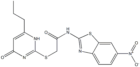 N-(6-nitro-1,3-benzothiazol-2-yl)-2-[(4-oxo-6-propyl-1H-pyrimidin-2-yl)sulfanyl]acetamide Struktur