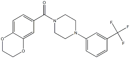 2,3-dihydro-1,4-benzodioxin-6-yl-[4-[3-(trifluoromethyl)phenyl]piperazin-1-yl]methanone Struktur