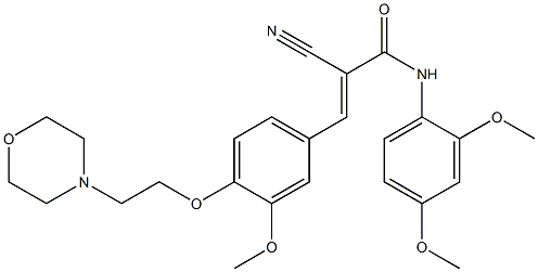 (E)-2-cyano-N-(2,4-dimethoxyphenyl)-3-[3-methoxy-4-(2-morpholin-4-ylethoxy)phenyl]prop-2-enamide Struktur