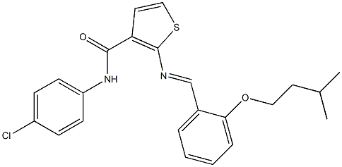 N-(4-chlorophenyl)-2-[(E)-[2-(3-methylbutoxy)phenyl]methylideneamino]thiophene-3-carboxamide Struktur