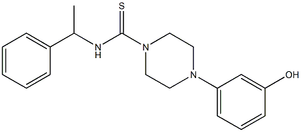 4-(3-hydroxyphenyl)-N-(1-phenylethyl)piperazine-1-carbothioamide Struktur