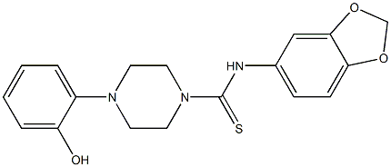 N-(1,3-benzodioxol-5-yl)-4-(2-hydroxyphenyl)piperazine-1-carbothioamide Struktur