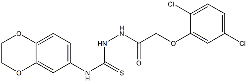 1-[[2-(2,5-dichlorophenoxy)acetyl]amino]-3-(2,3-dihydro-1,4-benzodioxin-6-yl)thiourea Struktur