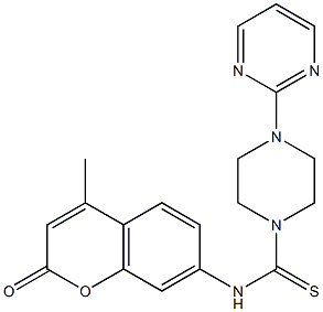 N-(4-methyl-2-oxochromen-7-yl)-4-pyrimidin-2-ylpiperazine-1-carbothioamide Struktur