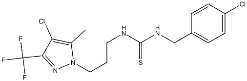 1-[3-[4-chloro-5-methyl-3-(trifluoromethyl)pyrazol-1-yl]propyl]-3-[(4-chlorophenyl)methyl]thiourea Struktur