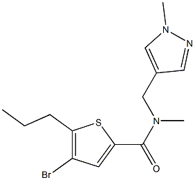 4-bromo-N-methyl-N-[(1-methylpyrazol-4-yl)methyl]-5-propylthiophene-2-carboxamide Struktur